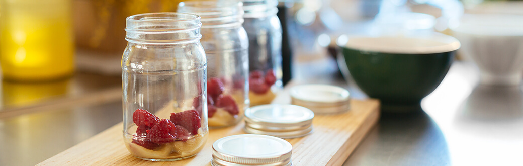 Mason jars being used for meal prep.