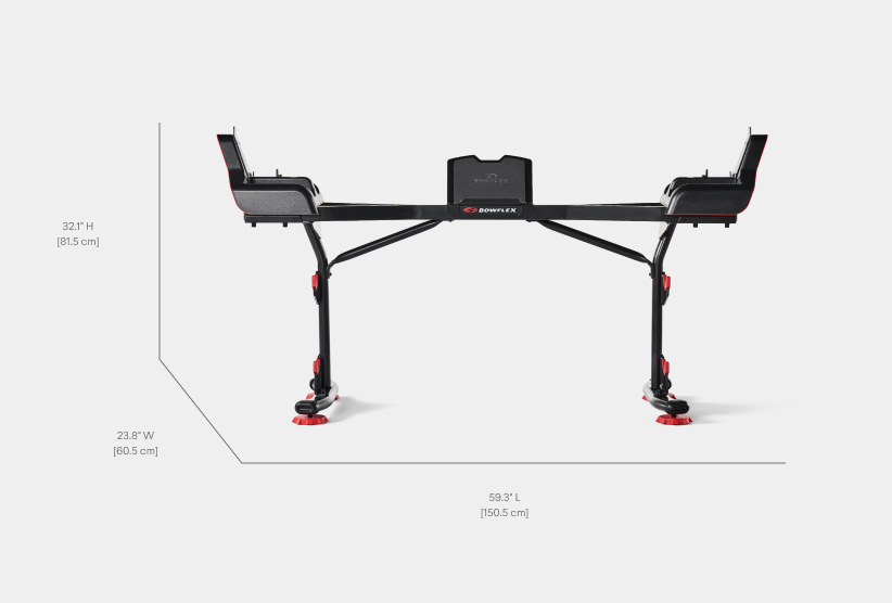 2080 Barbell Stand Dimensions - Length 59.3 inches, Width 23.8 inches, Height 32.1 inches