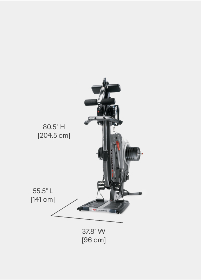 Revolution Home Gym Folded Dimensions - Length 55.5 inches, Width 37.8 inches, Height 80.5 inches